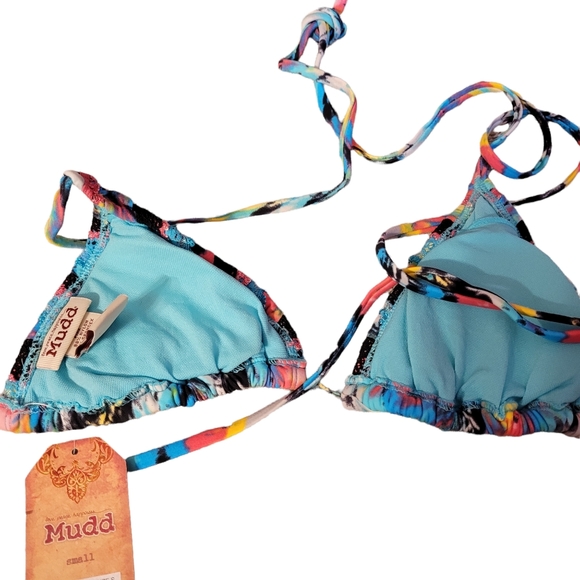 *Sale* NWT Mudd Bikini Top Size Small Multicolor Ruffles Lace Padded Swimsuit - Picture 2 of 3